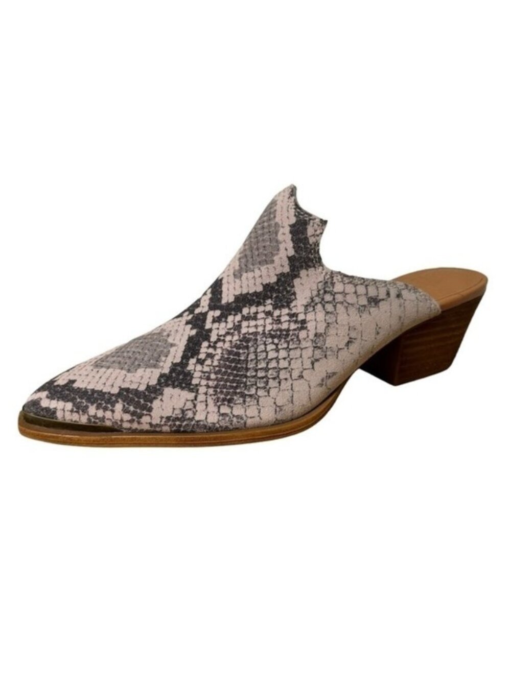 Dingo Womens Knockout Leather Mules-Sz 9-Slip On Snake Print Natural Gray Beige